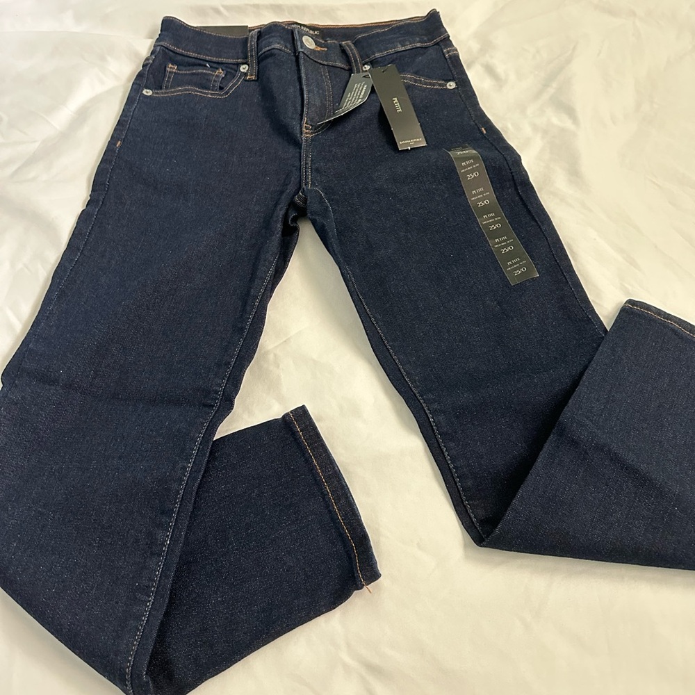 Banana Republic High Rise Women Jeans-Petite Vintage Stretch Slim Jean-Dark Blue